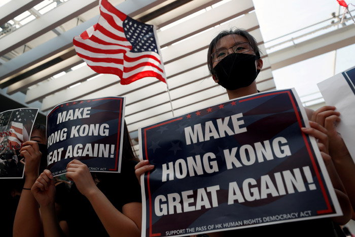 图集 香港反送中 美国国旗焚烧五星旗 博谈网